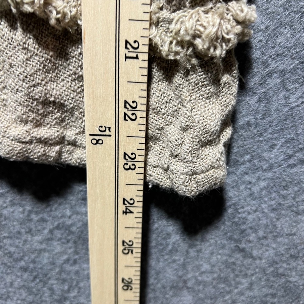 Paper Lace Textured 100% Linen Wide Leg Pants Boho Lagenlook Frayed Hem Pull On - Picture 3 of 8
